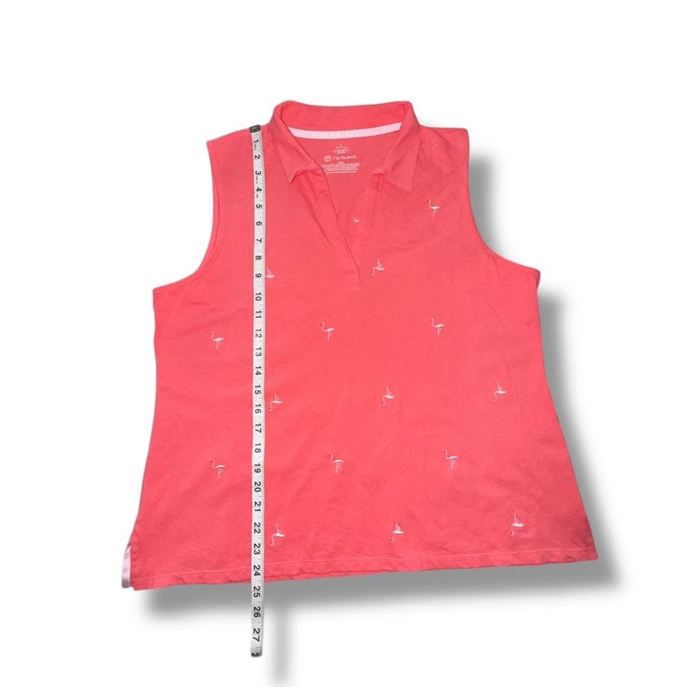 TALBOTS UPF 50+ Piqué Sleeveless Polo - Embroidered Flamingo Lovely Coral XLp - Picture 9 of 9